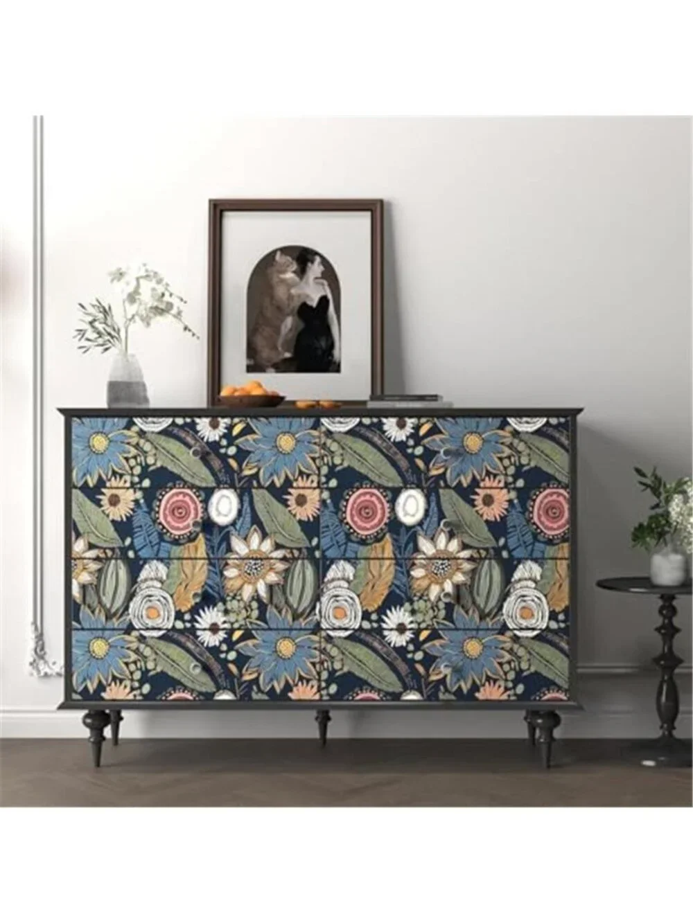 Blue Boho Floral Peel Stick Wallpaper Vintage Removable Contact Paper Waterproof